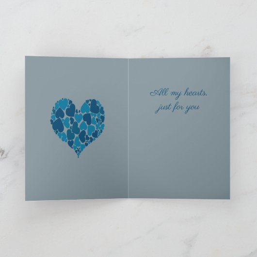 A Heart Of Hearts Romantic Design Pastel Blue  カード (内部)