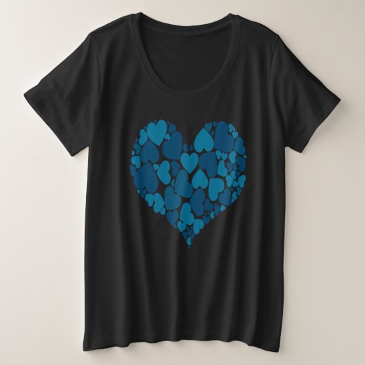 A Heart Of Hearts Romantic Design Pastel Blue プラスサイズTシャツ (デザイン正面)