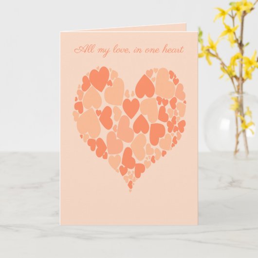 A Heart Of Hearts Romantic Design Pastel Peach カード (黄色い花)