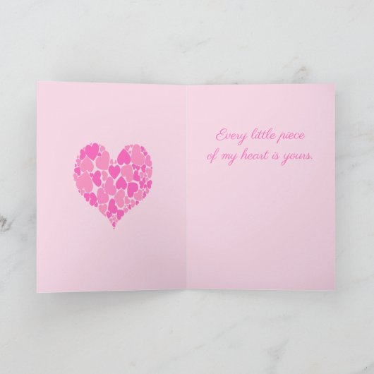 A Heart Of Hearts Romantic Design Pastel Pink カード (内部)
