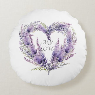A Heart of Lavender. Floral Purple Pattern ラウンドクッション