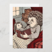 A Hedgehog in a cover reading a book at サンキューカード (正面/裏面)