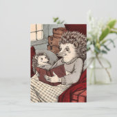 A Hedgehog in a cover reading a book at サンキューカード (スタンド正面)