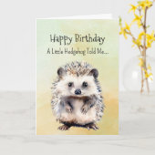 A Hedgehog Personality Birthday Fun Animal カード (黄色い花)