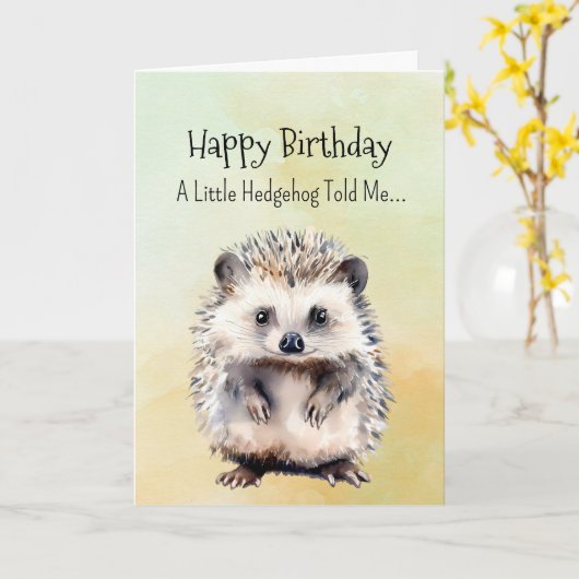 A Hedgehog Personality Birthday Fun Animal カード (黄色い花)