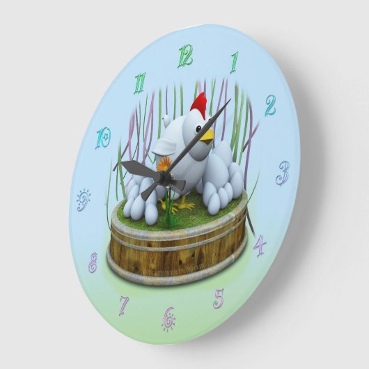 A hen with many eggs ラージ壁時計 (傾斜)