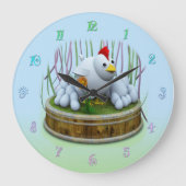 A hen with many eggs ラージ壁時計 (正面)