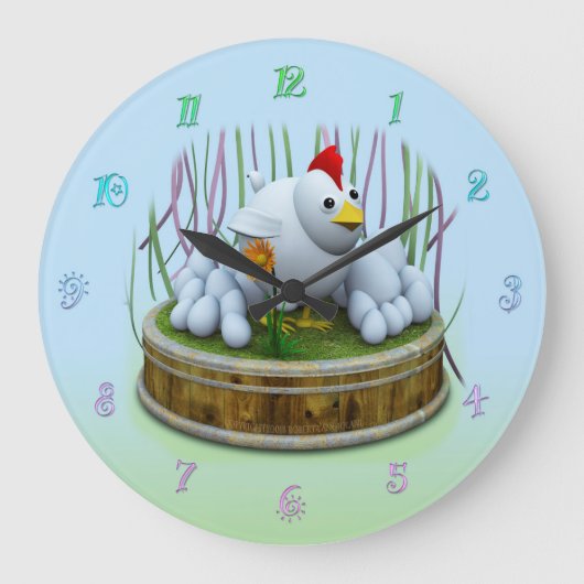 A hen with many eggs ラージ壁時計 (正面)
