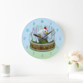 A hen with many eggs ラージ壁時計 (ホーム)