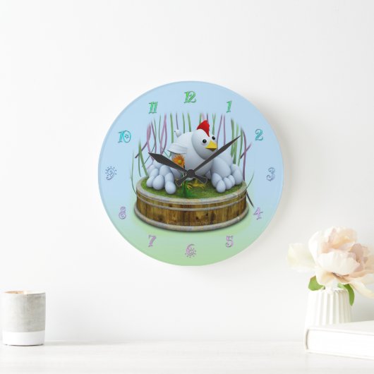 A hen with many eggs ラージ壁時計 (ホーム)