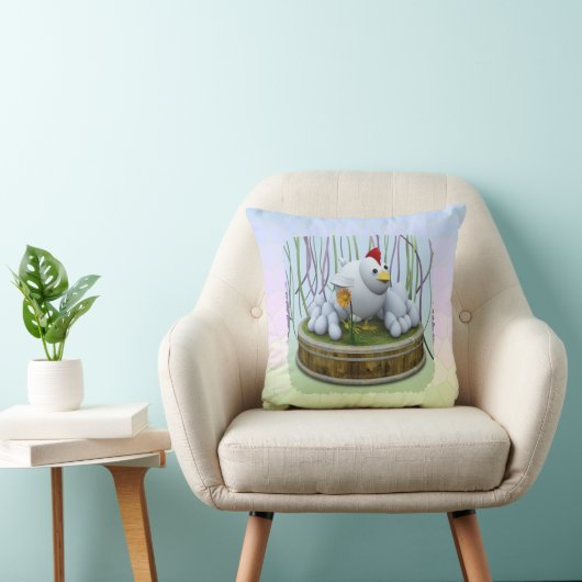 A hen with many eggs throw pillow クッション (椅子)