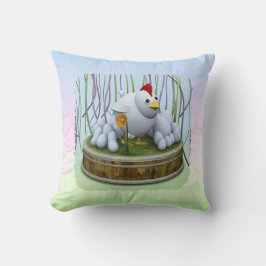 A hen with many eggs throw pillow クッション