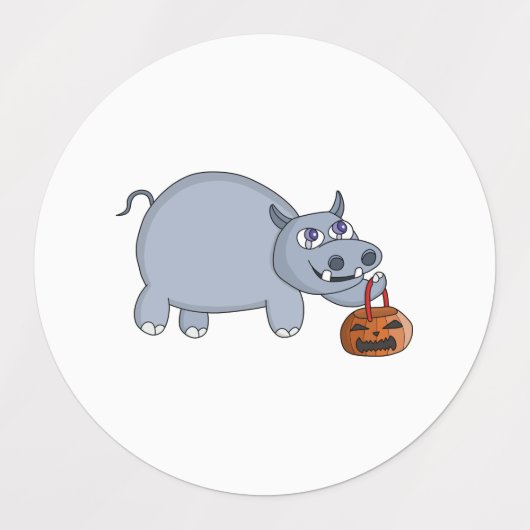 A Hippo with a Pumpkin Bag ラベル (デザイン2)