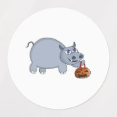 A Hippo with a Pumpkin Bag ラベル (デザイン1)