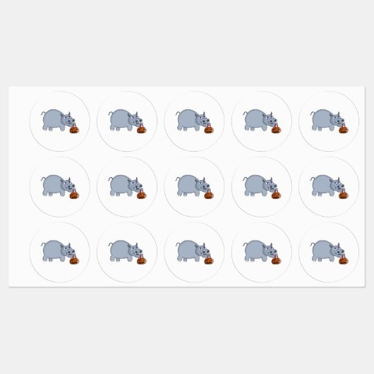 A Hippo with a Pumpkin Bag ラベル (シート)