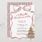 A holly jolly hand drawn christmas party 招待状 (正面/裏面)