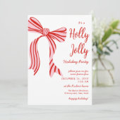 A holly jolly Pink Red Coquette Bow christmas 招待状 (スタンド正面)