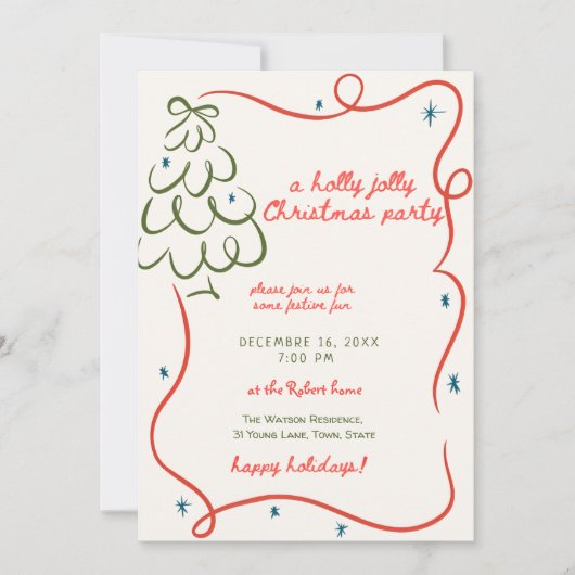 A holly jolly Whimsical christmas party 招待状 (正面)