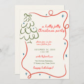 A holly jolly Whimsical christmas party 招待状 (正面/裏面)