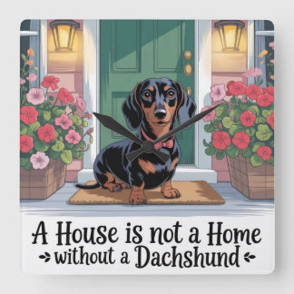 A House Is Not A Home Without A Dachshund スクエア壁時計