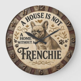 A House Is Not a Home Without a French Bulldog ラージ壁時計
