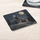A Howling Wolf スクエアペーパーコースター (アングル)