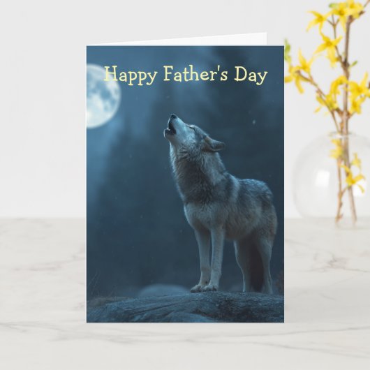 A Howling Wolf Father's Day カード (黄色い花)