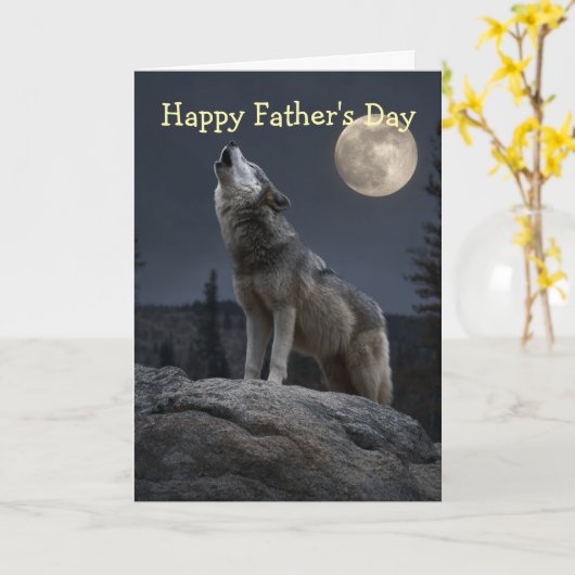 A Howling Wolf Father's Day カード (黄色い花)