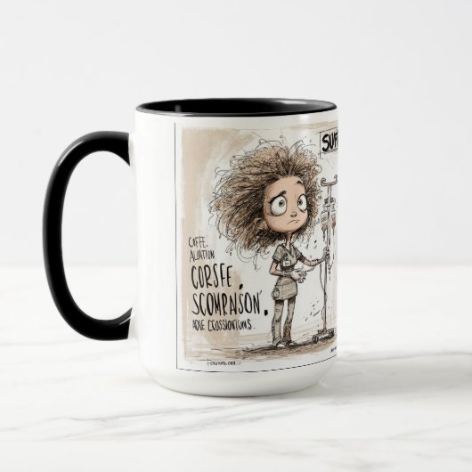  A Humorous Sketch on Healthcare Burnout マグカップ (左)