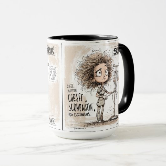  A Humorous Sketch on Healthcare Burnout マグカップ (正面右)