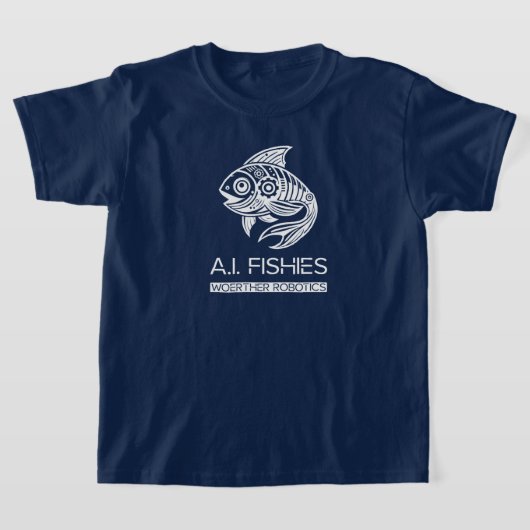 A.I. Fishesウーザーロボティクスホワイトデザインシャツ Tシャツ (レイダウン)