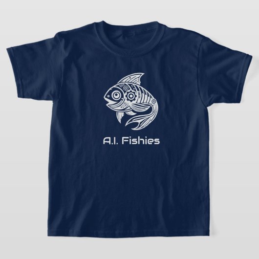 A.I. Fishes [編集可能文字]ホワイトデザインシャツ Tシャツ (レイダウン)