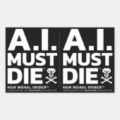 A.I. Must Die™ロゴ(ホワイトフォント)シール 長方形シール (正面)