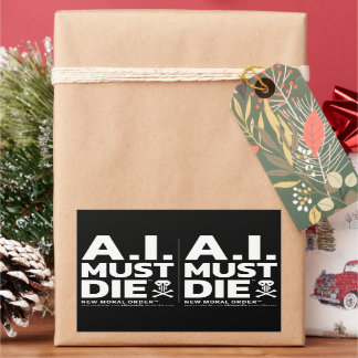 A.I. Must Die™ロゴ(ホワイトフォント)シール 長方形シール
