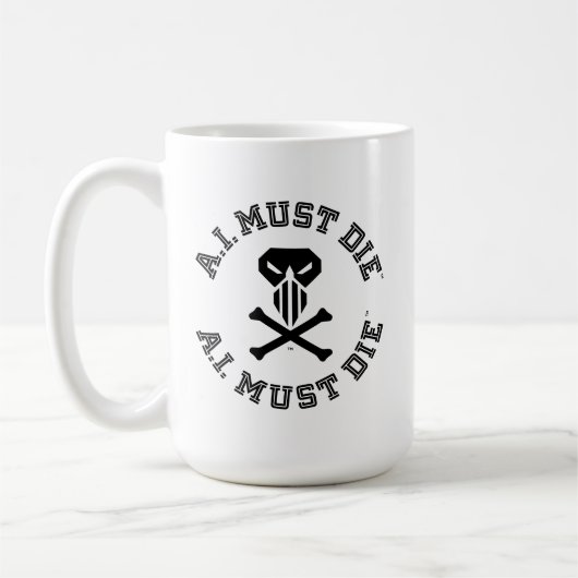 A.I. Must Die™ ロゴ マグカップ (カレッジ フォント) (左)