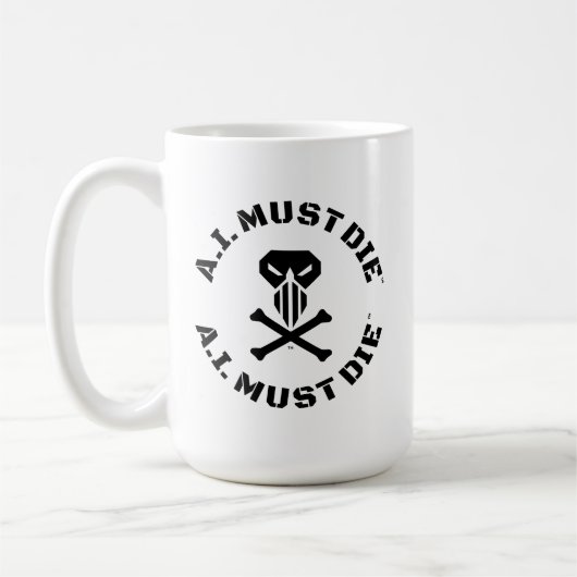 A.I. Must Die™ ロゴ マグカップ（軍用フォント） コーヒーマグカップ (左)