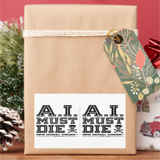 A.I. Must Die™ロゴ(大学フォント)シール 長方形シール