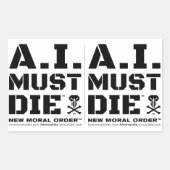 A.I. Must Die™ ロゴ(軍用フォント)ステッカー 長方形シール (正面)