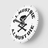 A.I. Must Die™ロゴ(軍隊フォント)壁時計 ラウンド壁時計 (傾斜)
