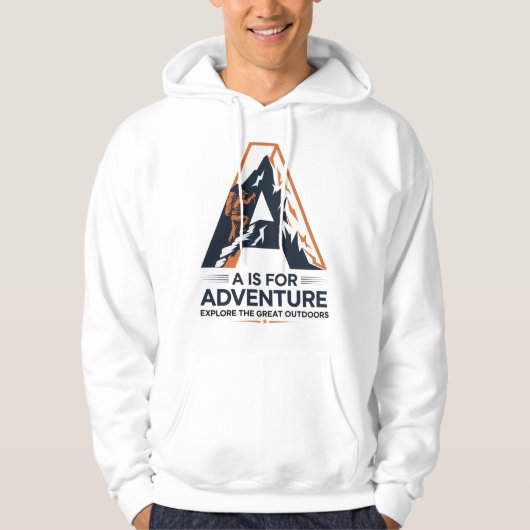 A Is for Adventure Hiking Mountain Design パーカ (正面)