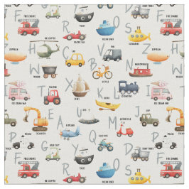 A is for Airplane B is for Bus - abc transportatio ファブリック