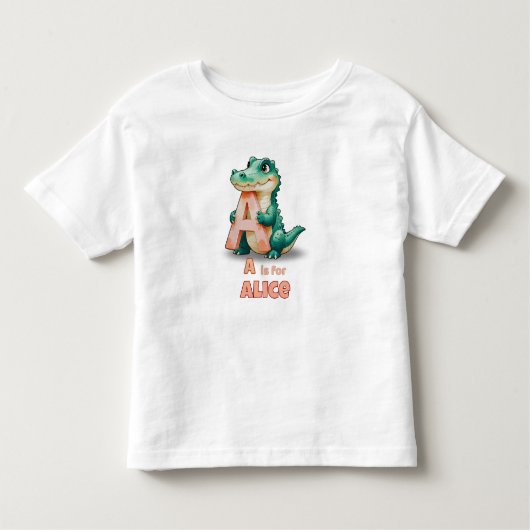 A is for Alice– Personalized Toddler T-Shirt  トドラーTシャツ (正面)