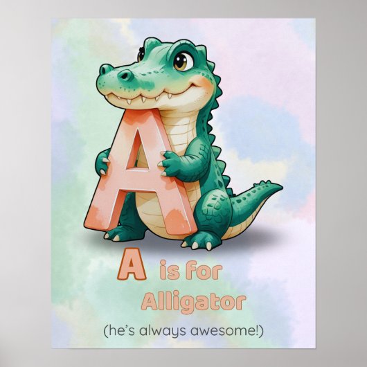 A is for Aligator - Kids Poster (Digital) ポスター (正面)