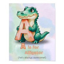 A is for Alligator – アルファベット子供部屋ポスター