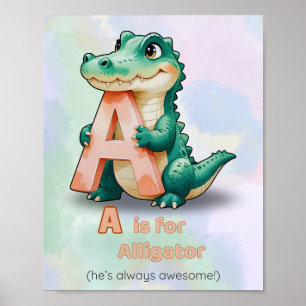 A is for Alligator – アルファベット子供部屋ポスター ポスター