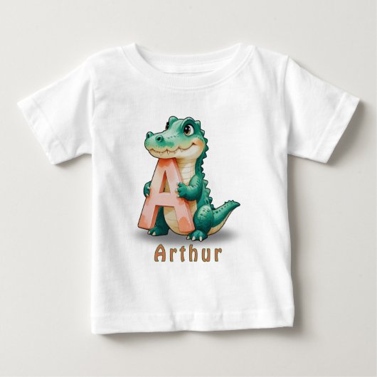 A is for Alligator – 名前入りカスタムベビーTシャツ ベビーTシャツ (正面)