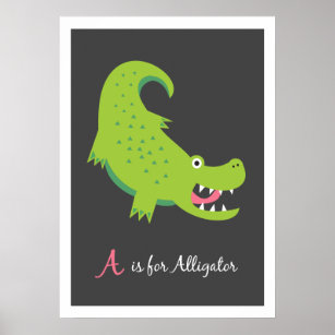A is for Alligator - Alphabet Friends Artプリント ポスター