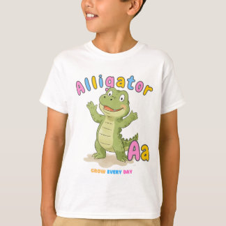 「A is for Alligator」 Alphabet Tee – 毎日成長 Tシャツ