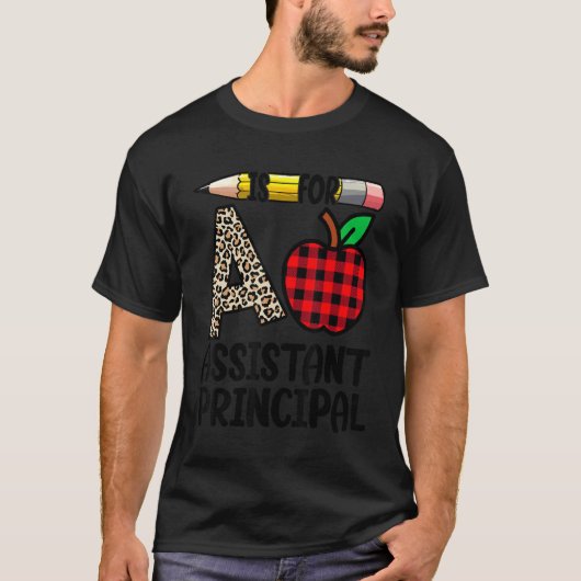 A Is For Assistant Principal Leopard Red Back To S Tシャツ (正面)
