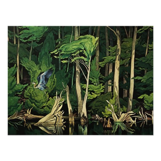 A J Cassonによるカナダの絵画「ブルーヘロン」 ポスター (正面)
